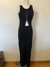 Vintage Y2K Deviations Dress In Peace Black Cutout Gown Sz S