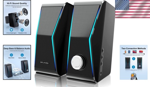 4-Unit Bluetooth HiFi Speakers with Rich Bass Diaphragms & Colorful RGB Lights - Picture 2 of 9