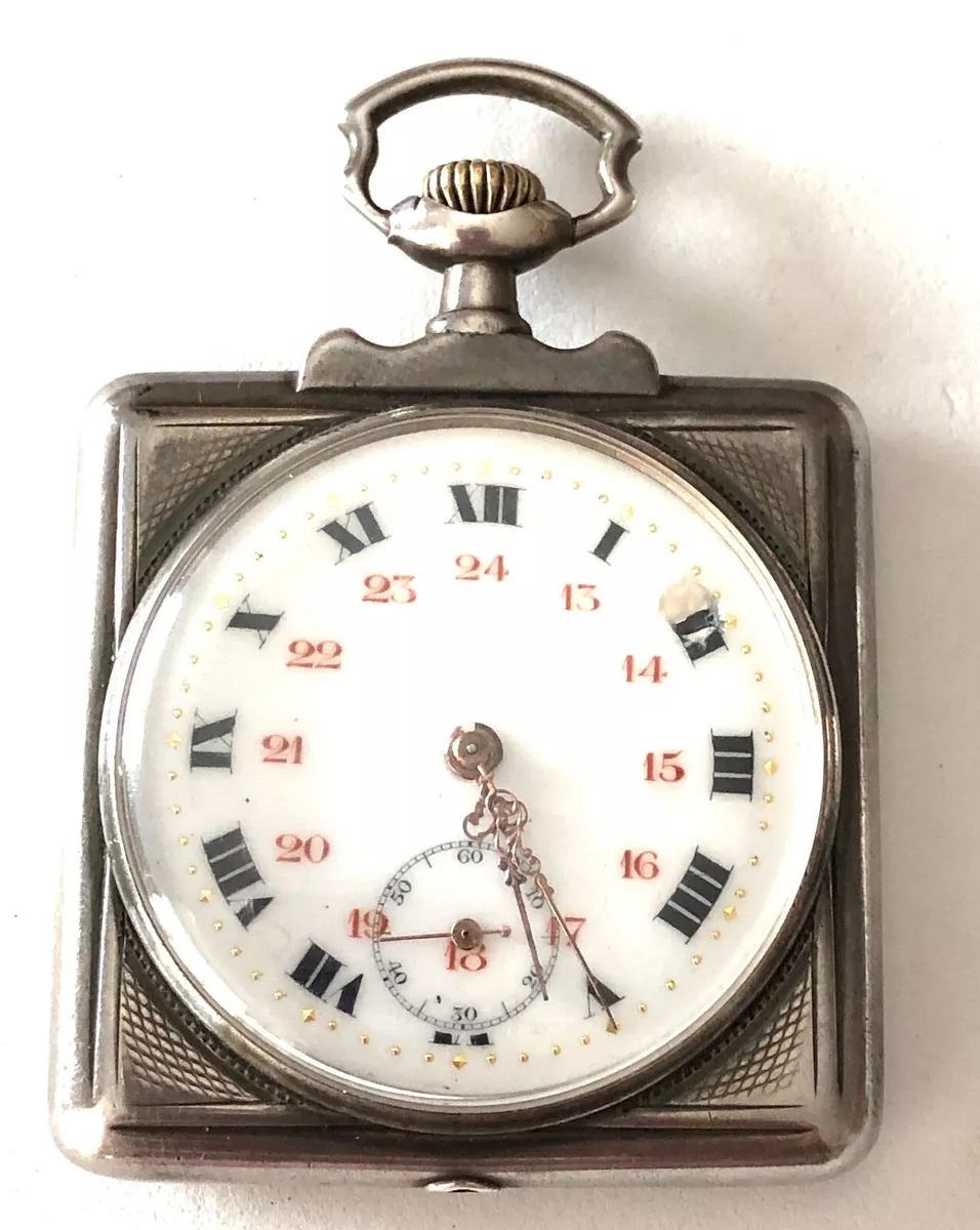 ART DECO swiss .800 FINE SILVER WORKING BREVET 33606 POCKET WATCH