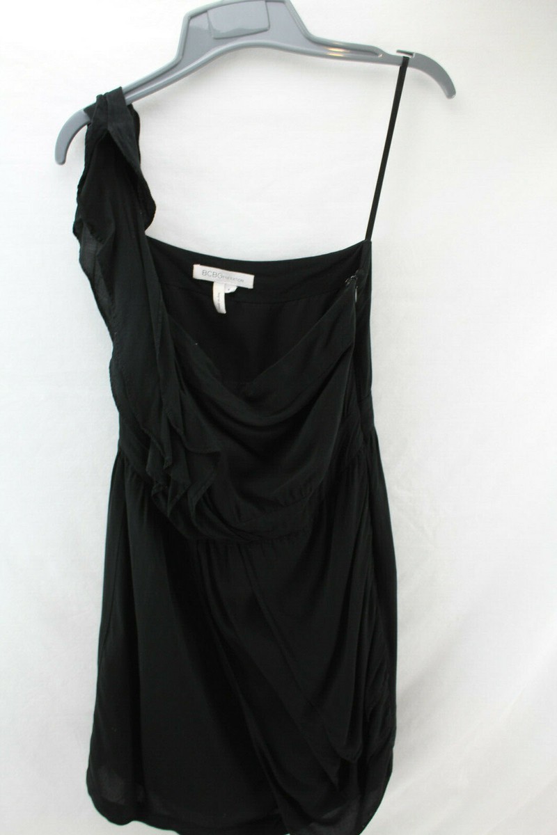 bcbgeneration black one shoulder dress BCBGeneration Black Dress Sz 4 One Shoulder Pull Over Ruffle