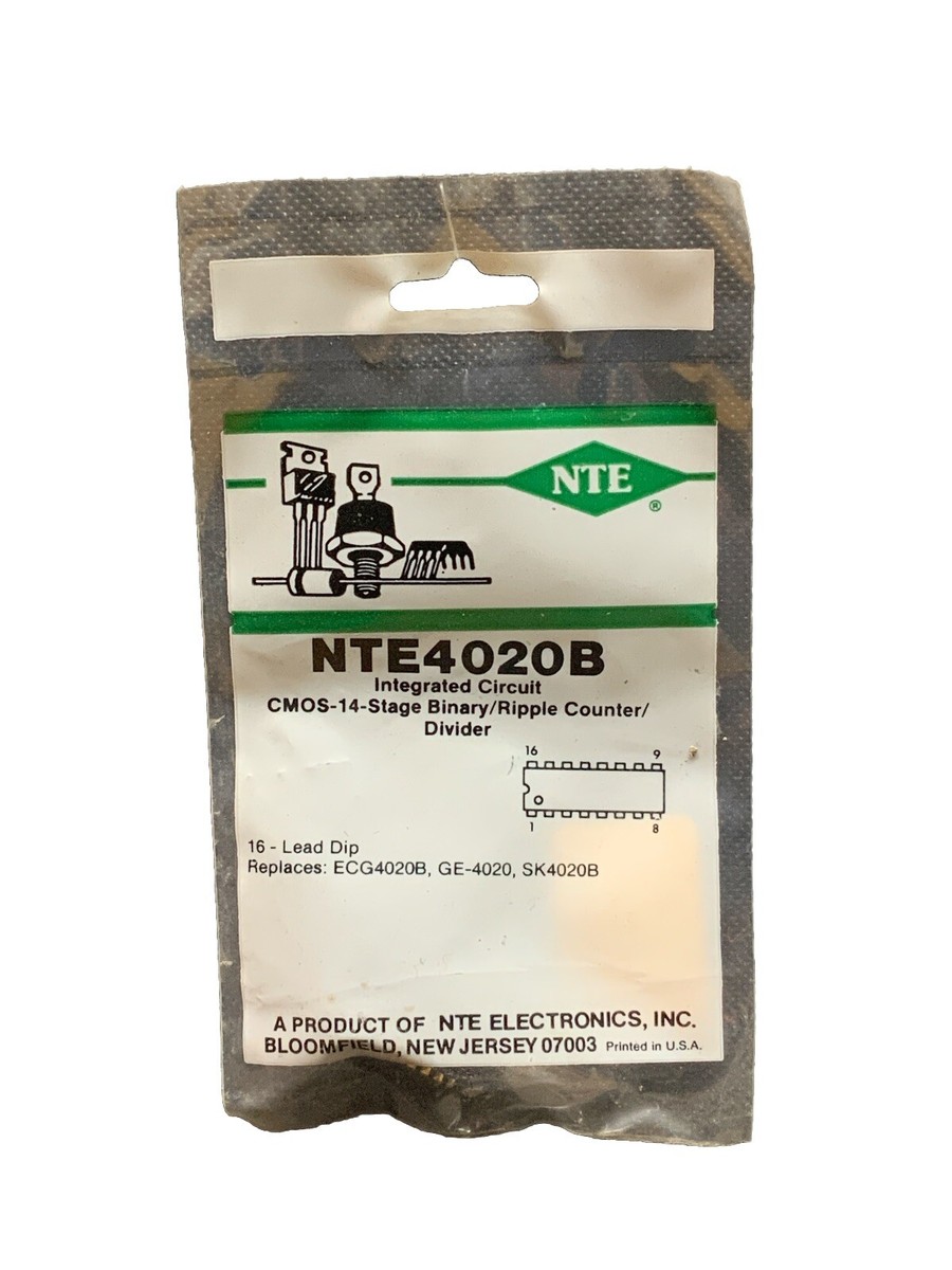 NTE4020B IC CMOS 14-Stage Binary / Ripple Counter / Divider DIP16 ECG4020B
