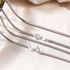 Real 925 Sterling Silver Necklace 2.5mm Round Snake Chain 14-30inch Stamped Gift