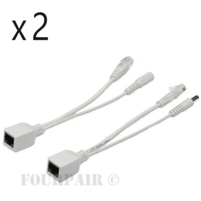 2 Pack Lot Power over Ethernet PoE Adapter Injector Splitter Kit 5v 12v 24v 48V
