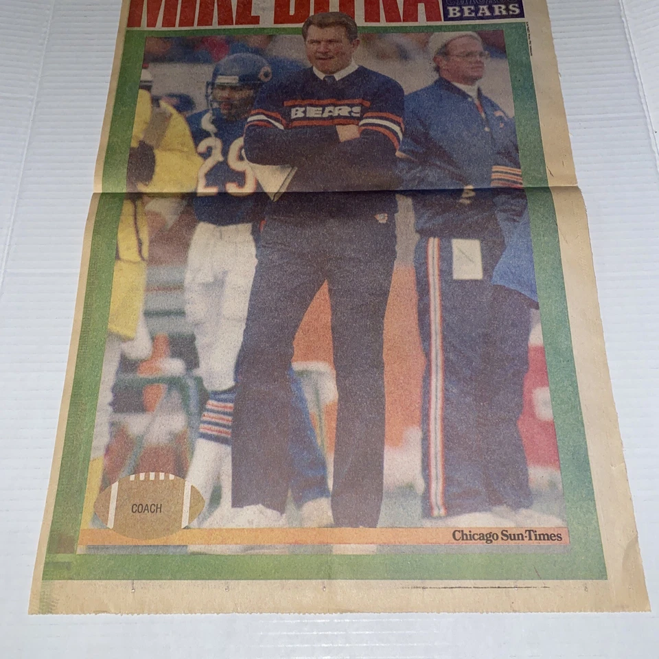 Vintage 1985 Chicago Bears Coach Mike Ditka Sun Times Souvenir Newspaper Poster - Image 3 of 4