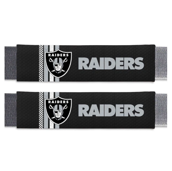 NUEVA CUBIERTA DE VOLANTE CON AGARRE DE MALLA LAS VEGAS RAIDERS Y 2 CUBIERTAS DE ALMOHADILLA PARA CINTURÓN DE SEGURIDAD Foto 4 de 4