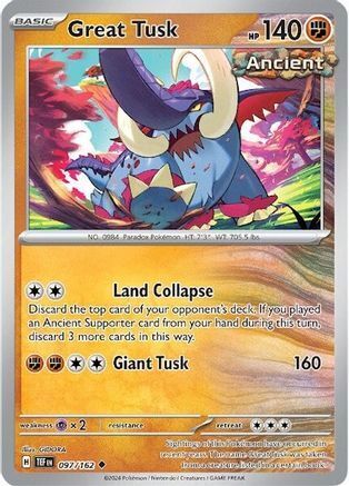 Great Tusk - Normal Pokemon Scarlet & Violet Temporal Forces (097/162) - Picture 1 of 1