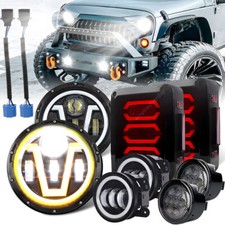 8pc For Jeep Jk 07-18 Led Tail Light 7 Headlight Turn Signal Fog Lamp Combo Set