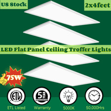 4Pcs 2x4FT Led Flat Panel Light Fixture 75Watt Office Drop Troffer Ceiling Lamp