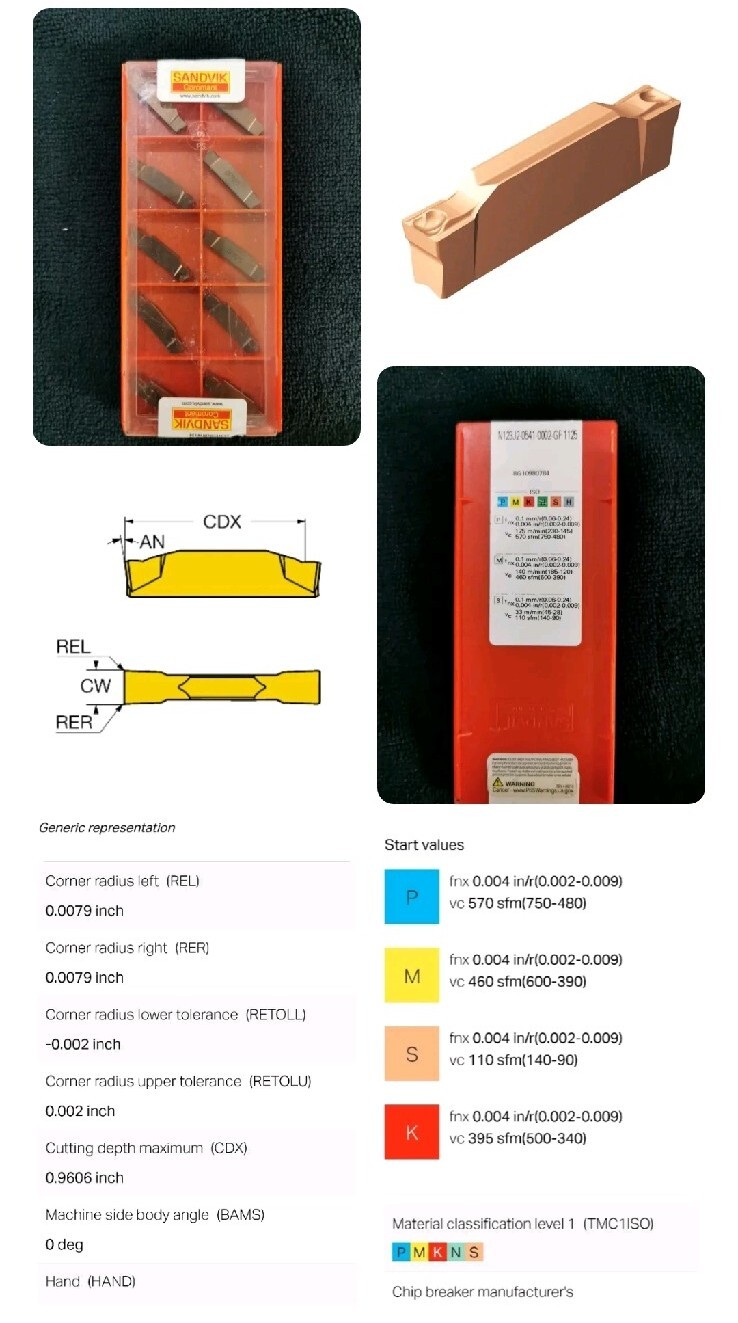 New SANDVIK N123J2-0541-0002-GF 1125 Carbide Inserts (10 Inserts Box ...