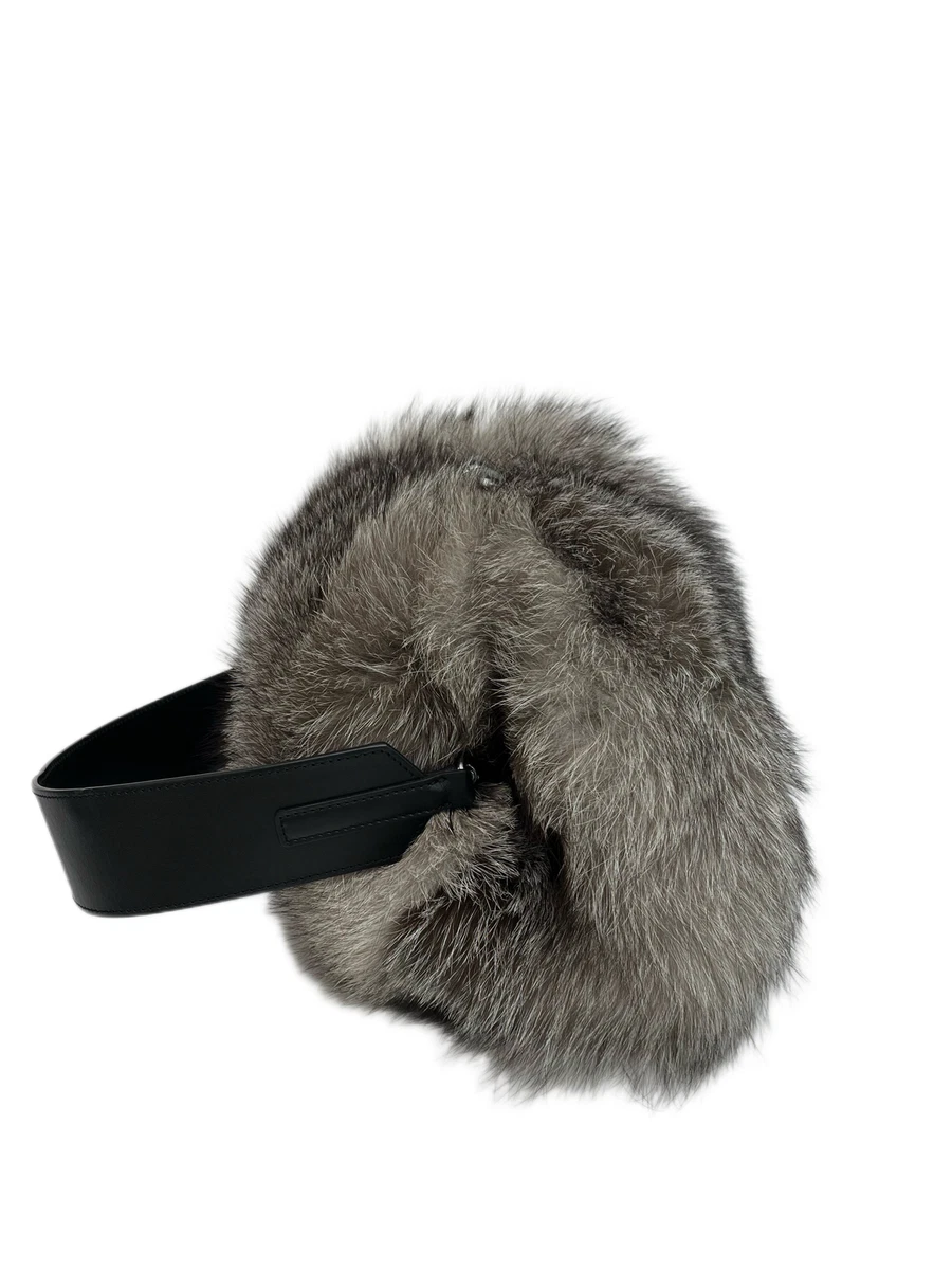 Max Mara Women's Grey Aida Fox Fur Kiss Lock Clutch Handbag NWT | eBay