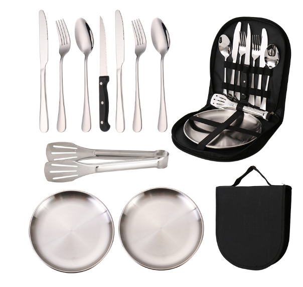 Stainless steel cutlery set, portable travel, camping cutlery knife, fork, spoon