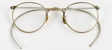 Antique Etched Silver Eyeglasses Wire Handmade Unmarked Early 1900  s Dimensions 
