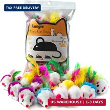 20 PCS Furry Cat Toys Squeak Mouse Rattle Mice Cat Catcher Pet Toys with Feather