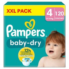 XXL PACK - Couches Bébé Baby-Dry Taille 4 9Kg-14Kg PAMPERS - 108 Couches