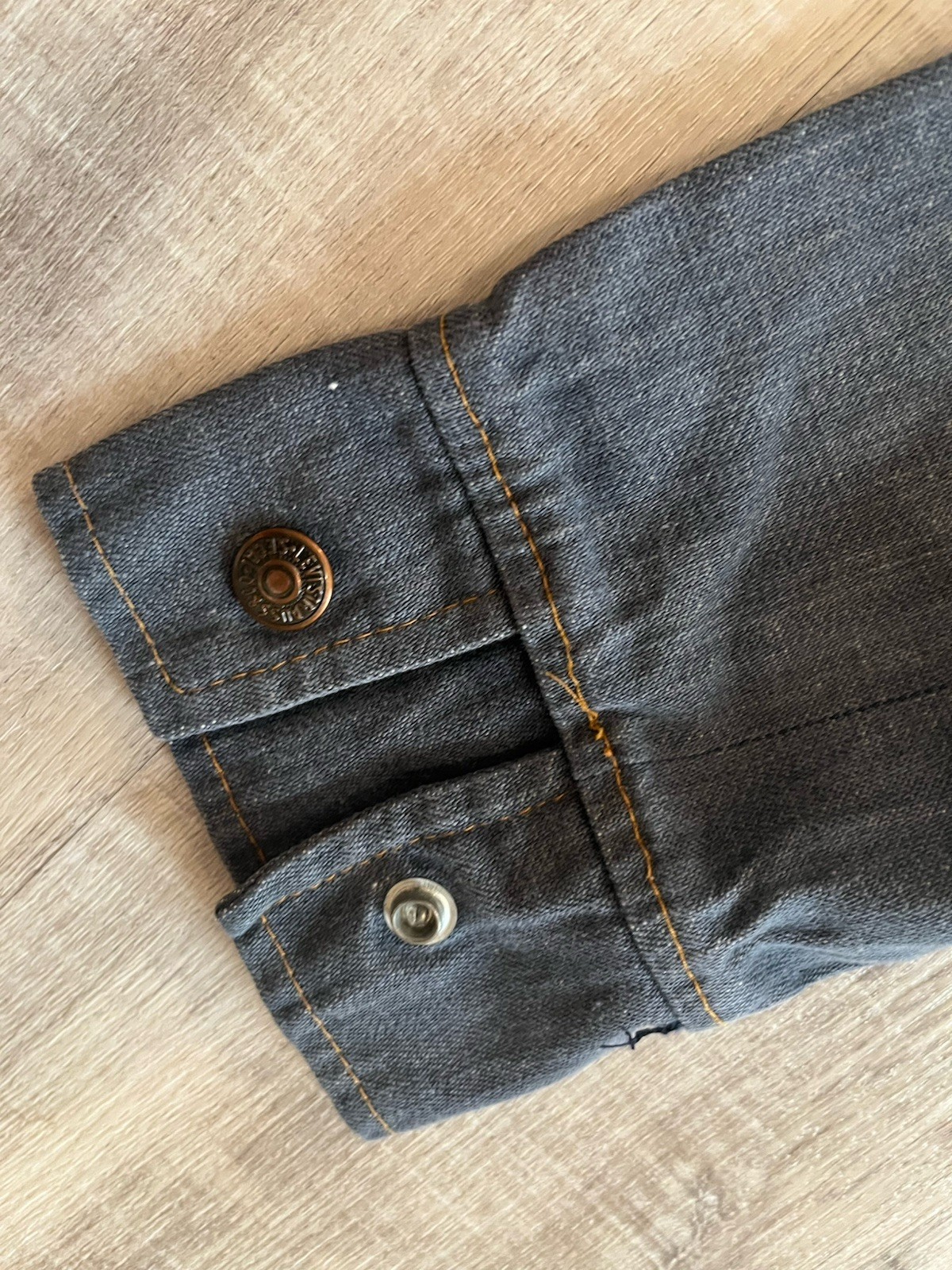 VTG 70s Levis Denim Shirt Orange Tab Jean Western Snaps Dagger Patches Rare S image 4