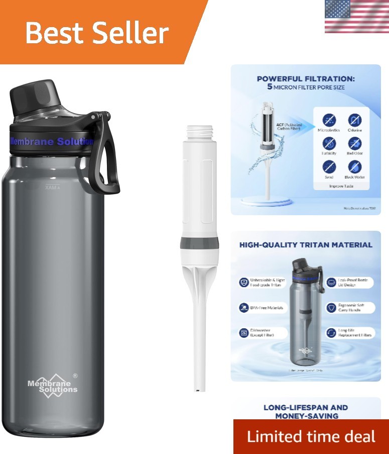 Filtered Water Bottle, Water Bottle Filter with Replaceable 