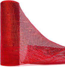 Red Deluxe Metallic Mesh Ribbon, 10 Inch X 30 Feet, Red with Wide Foil, Christma