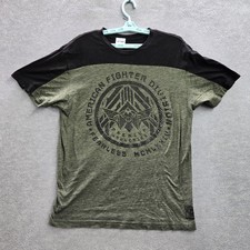 American Fighter Men Shirt L Green Graphic Activewear Logo Short Sleeve