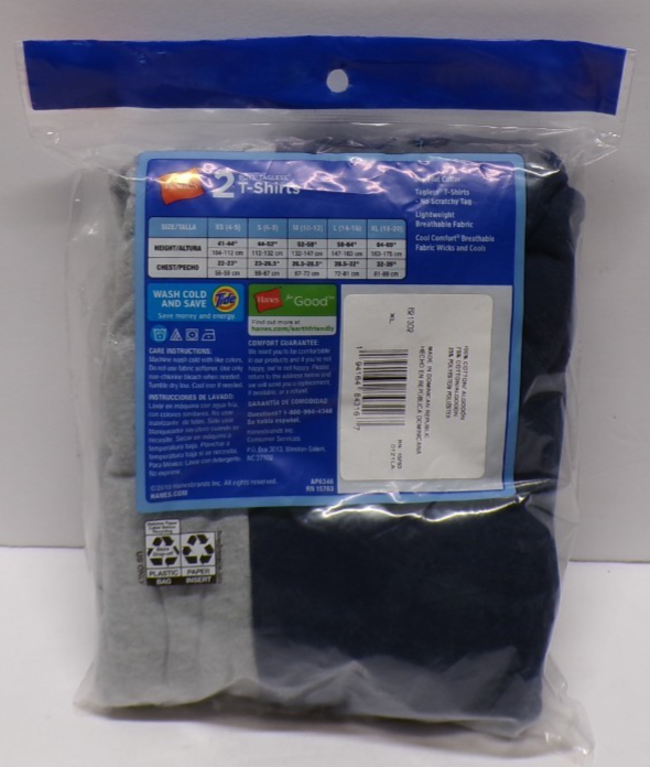 Hanes Boys Tagless T-Shirts 2 Pack Size XL/18-20 | eBay