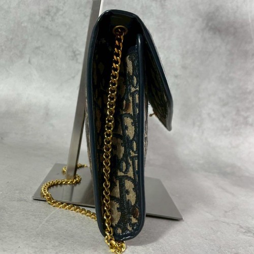 Christian Dior Trotter Vintage Chain Shoulder Bag Beige Black Women's Authentic - 第 24/24 張圖片