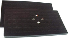   2 Pieces 72 Slot Black Jewelry Travel Ring Inserts Display Pads Black, 2 