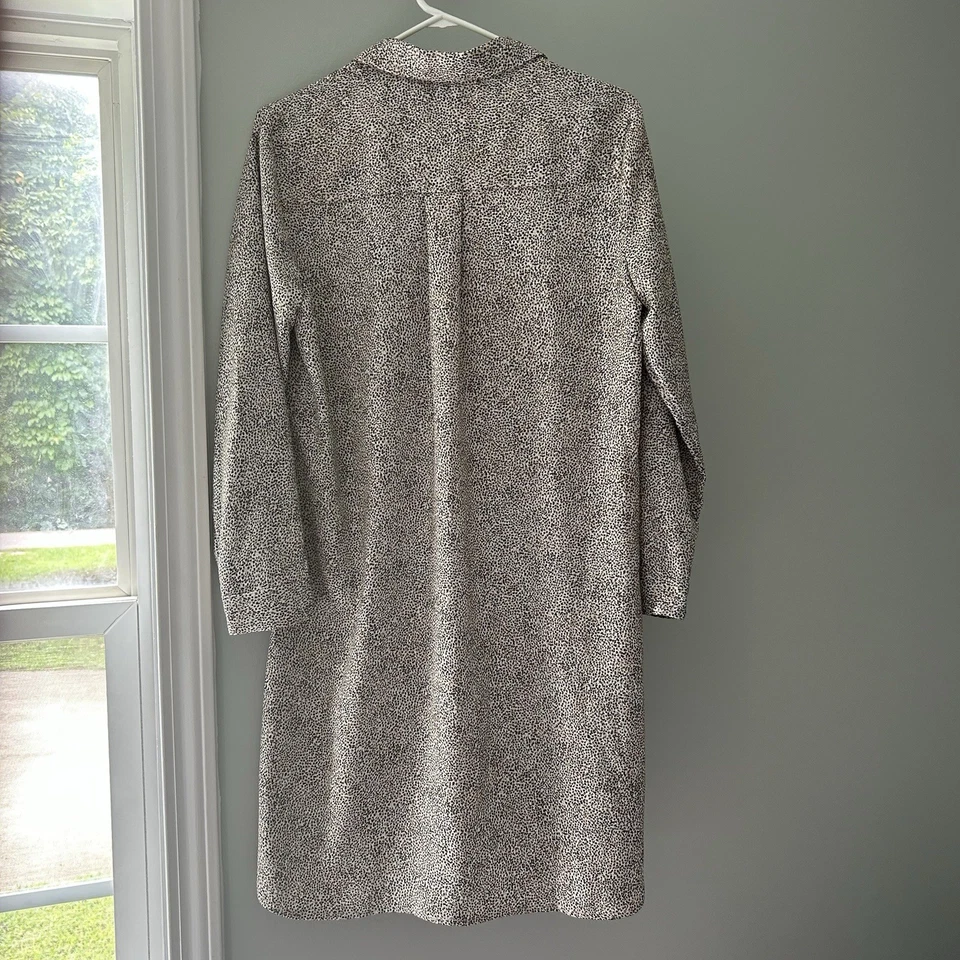 Vestido camisero para mujer H by Halston manga larga con botones negro blanco talla pequeña Foto 2 de 4