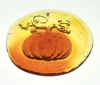 Blenko Handmade Glass Pumpkin Suncatcher Ornament in Tangerine Signed