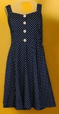 Women's Sara usa Blue Polka Dot Sun Cotton Tea Dress 2xl