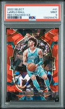 2022 PANINI SELECT RED CRACKED ICE #41 LAMELO BALL PSA 9