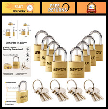 Solid Brass Padlock 30mm - Keyed Alike, 12 Keys, Heavy Duty, Rustproof, Compact