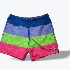 Vineyard Vines Mens Medium Swim Trunks Multi Color Stripe Dot Mesh Lined 6.5"