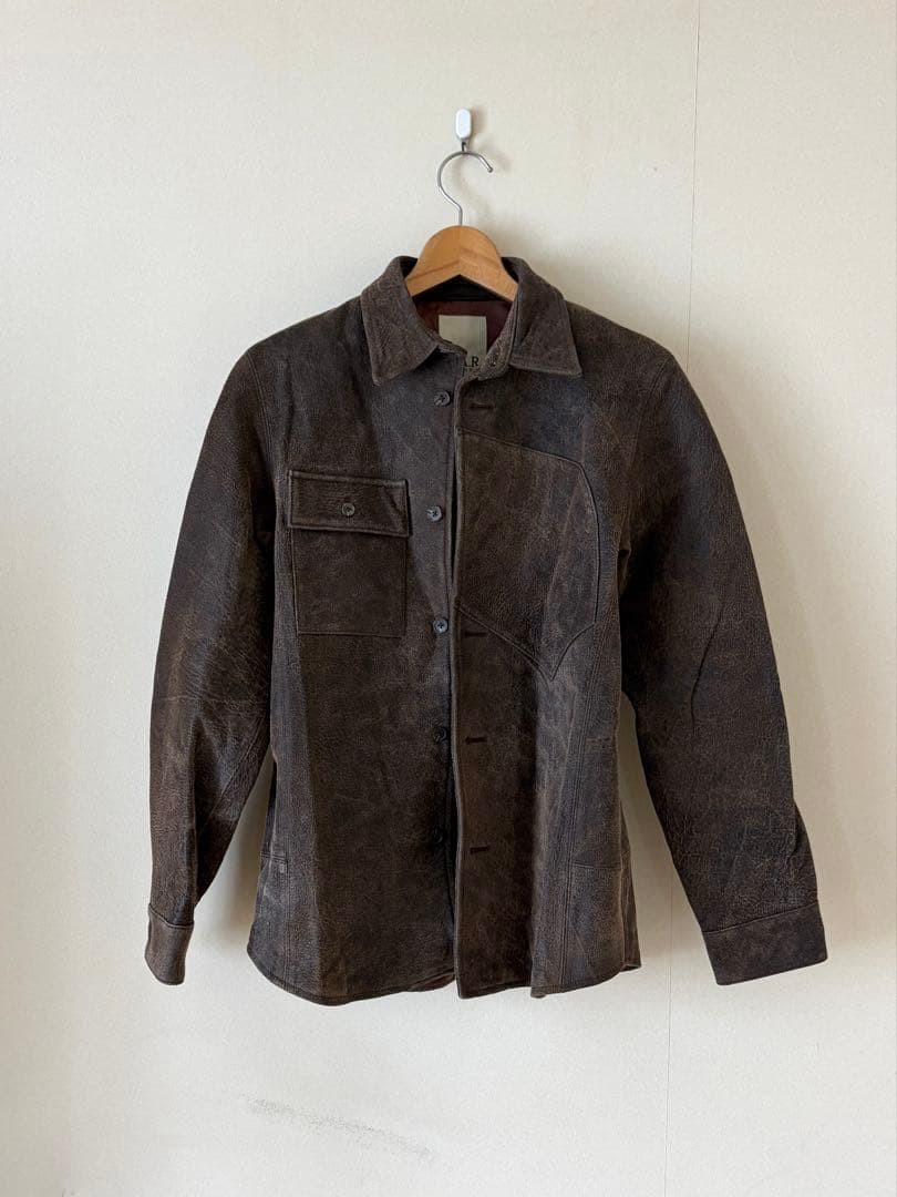 A.A.R Yohji Yamamoto Cracked Leather Shirt Jacket Men's M #FE BIA