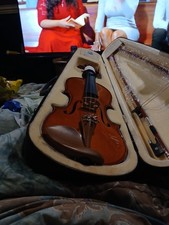 Brown Acoustic Violin Varnish 4-String with Chinrest, Bow, Hard Case