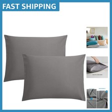Luxury Soft Microfiber Pillowcases with Envelope Closure - 20x26 Dark Grey Set
