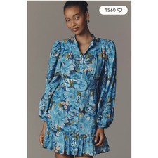 Farm Rio x Anthropologie Long-Sleeve Mini Swing Dress Small