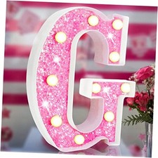 Light Up Letters, Glitter Alphabet Letter Sign Pink LED Marquee Letter letter G