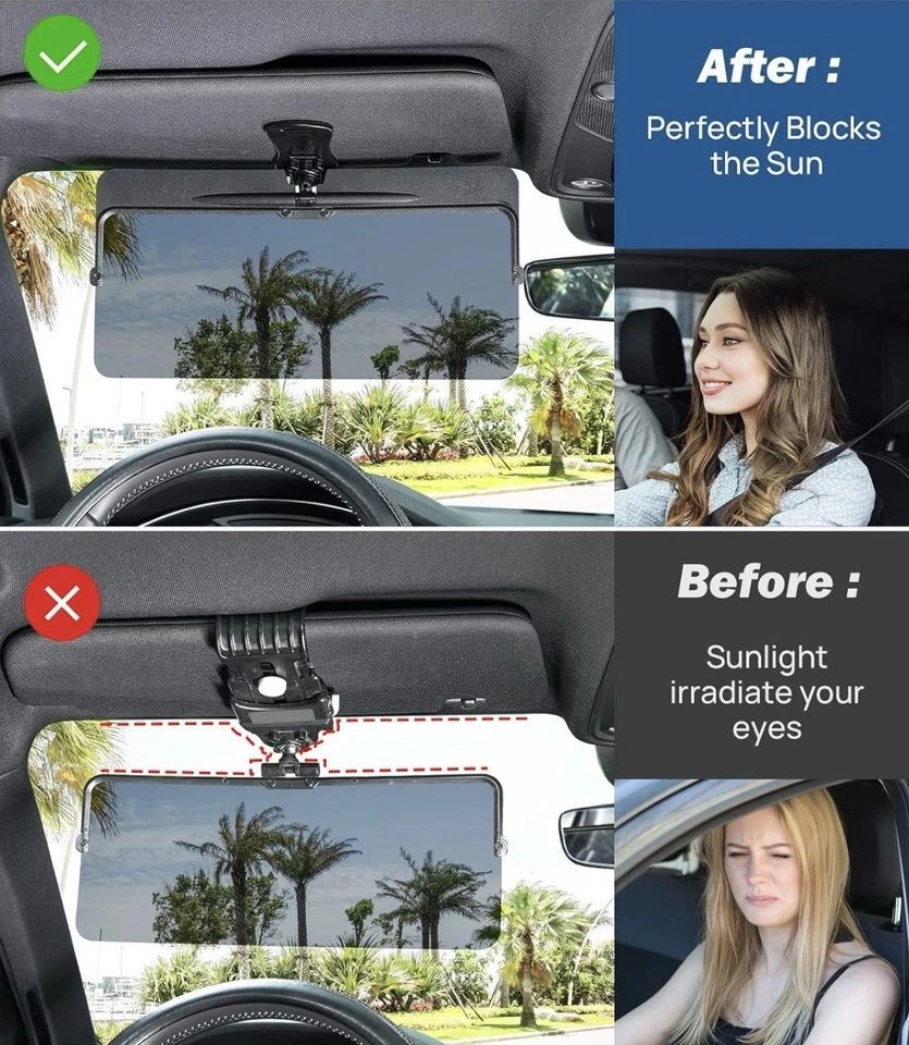 Parasol Antideslumbramiento para Coche, Paquete de 2 Extensores Parasol Polarizado UV400 Foto 2 de 4