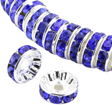 100Pcs Rondelle Spacer Beads 8Mm Silver Plated Czech Crystal Rhinestone for Jewe