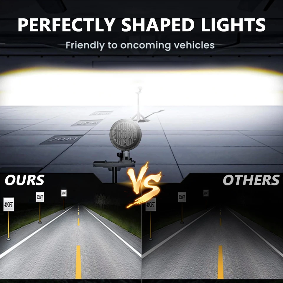 For Chevrolet K10 1975-1978 1979 1980 7" LED Headlight White & Amber Light 2PCS - Image 2 of 4