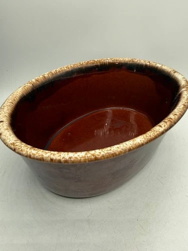 vtg HULL Oven Proof USA Brown Drip Serving Bowl 10"