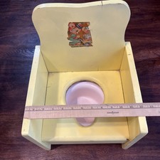 Vintage Yellow Wood Training Potty Training Chair w Bowl 1950s MCM Removable Bar