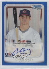 2011 Bowman Chrome Blue 2/99 Chris Okey #18U-17 Auto 0c6
