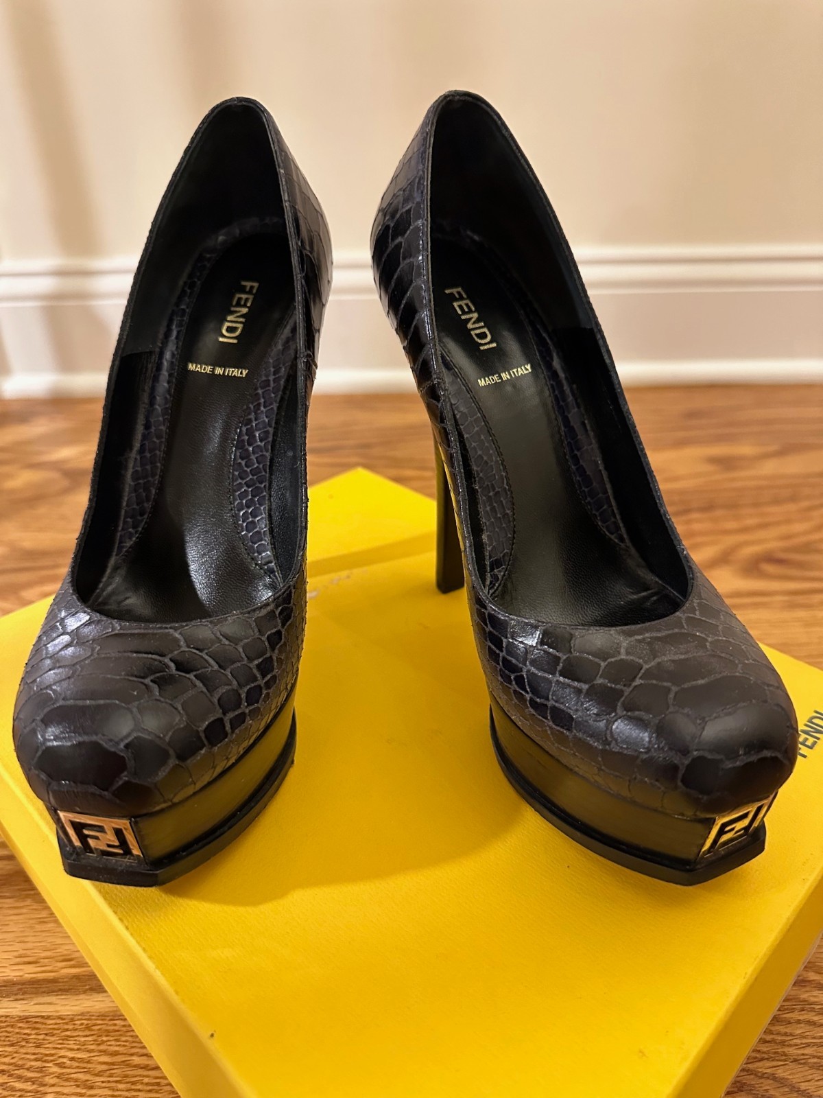 FENDI Fendista Python Embossed Dark Navy Leather … - image 9