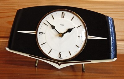 VINTAGE 26cm Metamec Kaminuhr - Retro Uhr Holz Tischuhr Mid Century