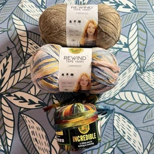 Lion Brand Rewind Tape Yarn, 2pk + Incredible Ribbon Yarn Willow & Tempest New