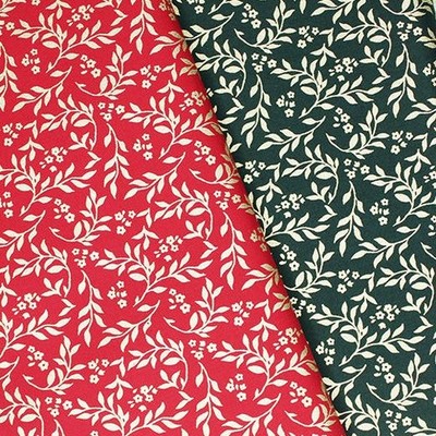 Empee 140cm (55'') breit Blumen Weihnachtsblätter Metallic Weihnachten Baumwollstoff 0,5m