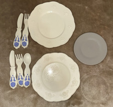 Vintage Little Tikes Play Dishes Lot Plates Silverware Plastic Dinner Ware
