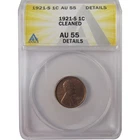 1921 S Lincoln Wheat Cent AU 55 Details ANACS Penny SKU:I25553