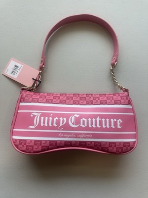 Juicy Couture Pink White Logo Chain Strap Shoulder Bag Designer Purse