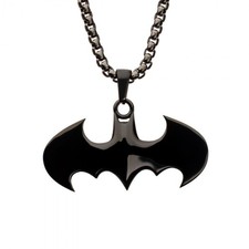 Batman Black Stainless Steel Gothic Bat Necklace Black